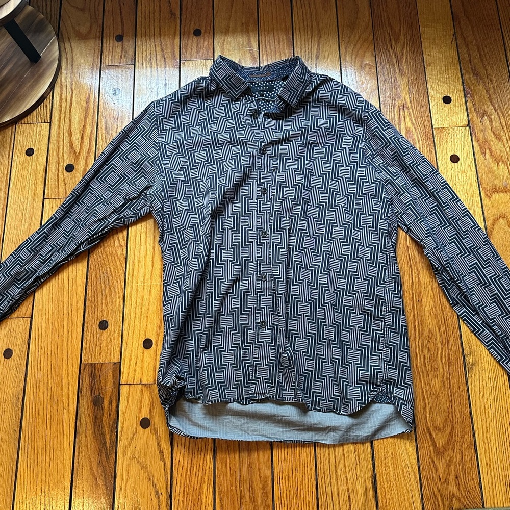 Ted Baker Blue and White Geometric Shirt